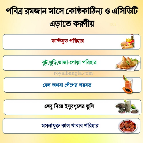 রোজায় এসিডিটি  ও কোষ্ঠকাঠিন্য টিপস